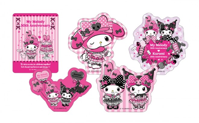Happy Kuji's My Melody & Kuromi 50th & 20th Anniversaries lottery showcases exclusive figures, totes, and 40cm plush toys featuring limited edition art